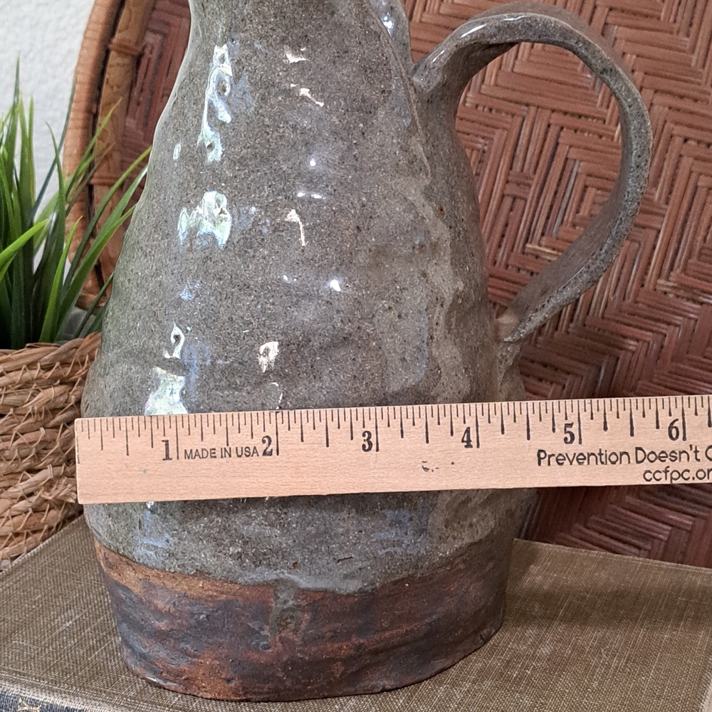 Handmade Rustic Textured Pottery Pitcher Boho Vase - Picture 9 of 11